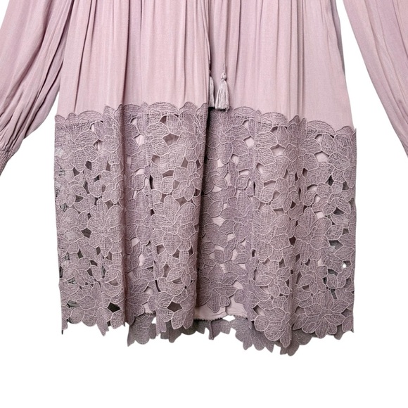 Anthropologie Lilac Embroidered Lace Tunic Women’s Ethereal Bohemian Dress Sz S - Picture 7 of 13
